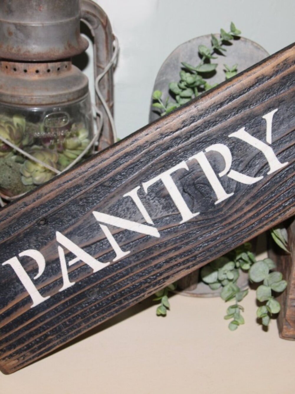 NEW Rustic Reclaimed Wood Black & Cream Farmhouse PANTRY Kitchen Wall Decor Sign